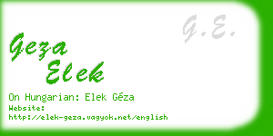 geza elek business card