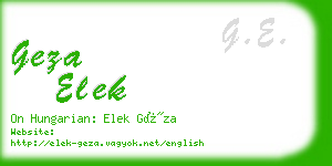 geza elek business card